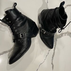 All Saints Leather Combat Boots 38